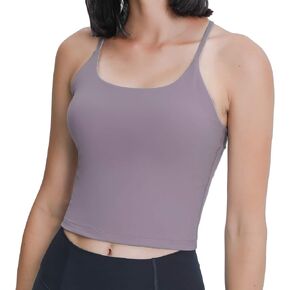 Lemedy Strappy Back Tank Top for Women with Built in Bra Workout Yoga Shirts