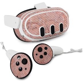 MightySkins Carbon Fiber Skin Compatible with Meta Quest 3 - Pink Marble | Protective, Durable Textured Carbon Fiber Finish | Easy to Apply