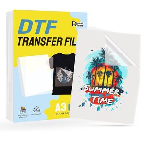فيلم نقل PlanetFlame DTF مقاس A3 (11 بوصة * 17 بوصة) 50 ورقة غير لامعة على الوجهين مباشرة إلى ورق نقل الفيلم على جميع الأقمشة