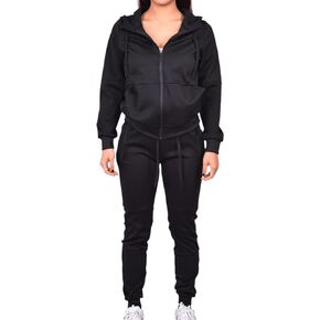 Women's Athletic Sports Casual 2 Piece Solid Color Tracksuit Hoodie Jogger Pants Sweatsuit Set