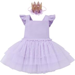 Toddler Baby Girl Birthday Party Outfit Princess Tulle Tutu Dress with Crown Heacband 2PCS Pageant Wedding Dress in Saudi Arabia