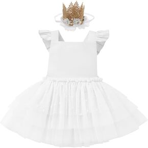 فستان توتو للأميرة من التول مع تاج لحفلات أعياد الميلاد للفتيات الصغيرات، قطعتين من فستان الزفاف in Kuwait