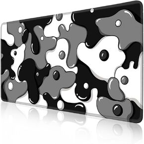 Gaming Laptop Mouse Pad,Grey Black White Big Desk Pads PC Keyboard Waterproof and Non-Slip 31.5 x 15.7inches 3mm Thick XL,XXL Rubber Table Mat, Black Spotted Dog Mouse Pads