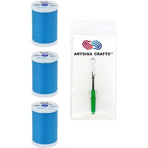 Coats & Clark Sewing Thread Dual Duty XP General Purpose Poly Thread 250 Yards (3-Pack) Parakeet Bundle with 1 Artsiga Crafts Seam Ripper S910-5270-3P