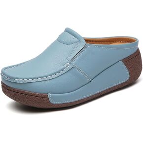YING LAN Women Slip On Loafers Comfort Leather Wide Low Top Casual Platform Shoes