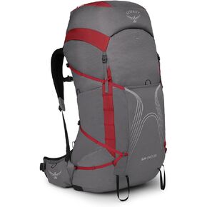 Osprey Eja Pro 55L Women's Backpacking Backpack, Dale Grey/Poinsettia Red, WXS/S