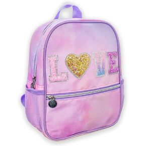 FROG SAC Mini Toddler School Backpack for Girls, Pink Preschool Kids Backpacks, Small Daycare School Bookbag, Tie Dye Glitter Little Girl Travel Back Pack Bag (STUFF - Tie Dye)