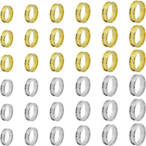 36Pcs 8mm Wide Stainless Steel Ring Blank Core Ring,7/8/9/10/11/12 Rings Grooved Core Inlay Ring for Resin Grooved Finger Ring Round Empty Ring Blanks for Jewelry Making(Gold,Silver)