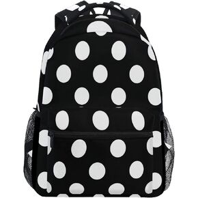 ALAZA Black White Polka Dot Backpack Daypack School Bag Travel Shoulder Bag for Students Boys Girls