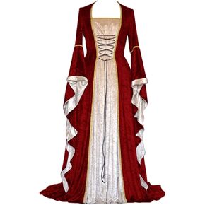 Renaissance Medieval Marie Antoinette Ball Gown Victorian Lace Up Flare Sleeve Long Gown Halloween Party Costume in Kuwait