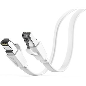 CAT8 Ethernet Cable, 25ft, Cat 8 Flat Patch Cable with RJ45 Connector,25/40Gbps 2000MHz Gigabit Ethernet LAN Cable, U/FTP, Indoor& Outdoor, Compatible with Laptop, Switch, Router, PS5, PS4