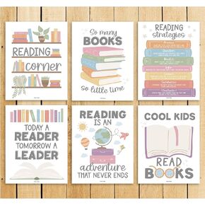 6 Colorful Reading Posters For Classroom Reading Corner - Reading Corner Decor For Classroom Library Posters, Reading Strategies Posters For Classroom Library Decor, Reading Classroom Decor, Read Sign