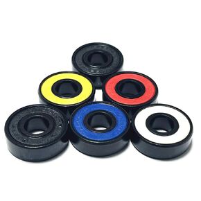 Premium Skateboard Bearings, Pro Longboard Bearings, 608, ABEC 9, Washers and Spacers, Tropical Orange (Pack of 10) (8 * 22 * 7mm, Blue, 10)
