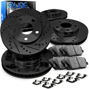 R1 Concepts Front Rear Brakes and Rotors Kit |Front Rear Brake Pads| Brake Rotors and Pads| Ceramic Brake Pads and Rotors |Hardware Kit|fits 2010-2020 Lexus RX350, RX450h, Toyota Highlander, Sienna