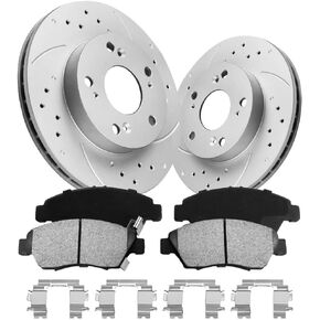 Brakes Pads and Rotors Kit Front Automotive Replacement Brake Kits Fit for 2002-2006 RSX| 261.7mm(10.3in)-Geometed