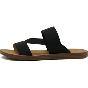 Soda Hummock ~ Women Slip On Casual Open Toe Double Elastic Bands with Diagonal Middle Strap Fashion Gladiator Sandal