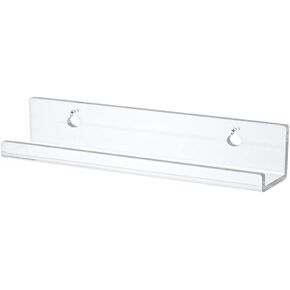 A Set of Clear Acrylic Shelves Wall Mounted Floating Display Shelves with Screws Clear Invisible Bookshelves Best for Record Storage,Picture Display,Magazine,Book,Files Organizer