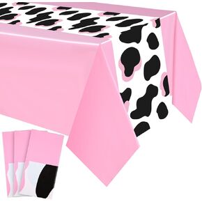 Buryeah 3 Pcs Cow Table Cover Plastic Rectangle Farm Animal Party Tablecloth Black White Cow Tablecloth Disposable Cow Table Covering for Kids Barnyard Theme Shower Birthday Party (Brown)
