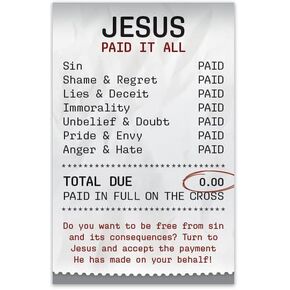 Moments With The Book Jesus Paid It All (Mini Gospel Tract Card - Packet of 100 - NKJV)
