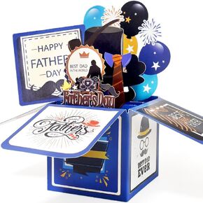 Fathers Day Card for Dad, Husband, Grandfather, Step Dad, Grandpa, Fathers Day Decorations, Handcrafted 3D Pop-Up Greeting Card, Happy Fathers Day Card from Son, Daughter, Fathers Day Card from Wife