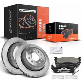 A-Premium 11.61 inch (295mm) Rear Drilled and Slotted Disc Brake Rotors + Ceramic Pads Kit Compatible with Select Lincoln Models - Town Car 2003-2011 4.6L, 6-PC Set