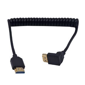 4ft HDMI 8k Coiled Cable, HDMI 2.1 Version Ultra HD Spiral Cable, 90 Degree Up Angle HDMI 8K Male to HDMI 8K Male Adapter Shield Spring Cord, 8K@60HZ