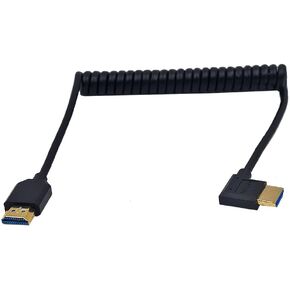 كابل ملفوف HDMI 8K بطول 4 أقدام، كابل حلزوني HDMI 2.1 إصدار Ultra HD، زاوية 90 درجة لأعلى HDMI 8K ذكر إلى HDMI 8K ذكر محول سلك حماية زنبركي، 8K@60HZ in Kuwait