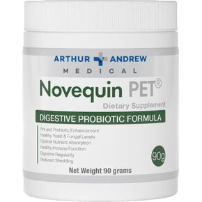 Arthur Andrew Medical, Novequin PET, Digestive Probiotic Formula for Pets, Prebiotics, Probiotics, and Enzymes, Non-GMO, 90 Grams (90 Servings)