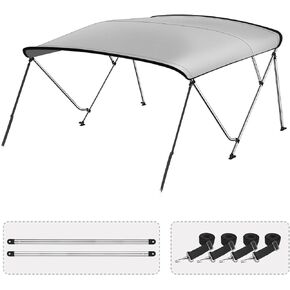 3-4 Bow Bimini Top Boat Cover with Rear Support Includes 4 Straps 2 Rear Support Poles Mounting Hardwares Storage Boot