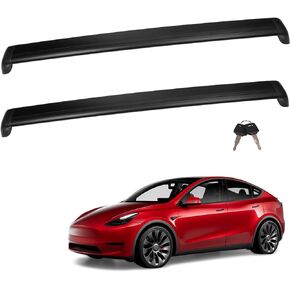 Noiseless Lockable Roof Rack Cross Bar Compatible with Tesla Model Y 2020 2021 2022 2023 Heavy Duty Roof Rack Accessories for Rooftop Luggage Canoe Kayak Bike Aluminum