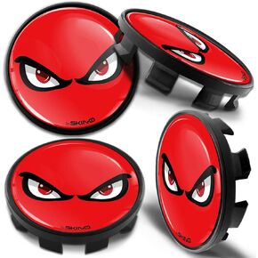Biomar Labs® 4 x 68mm Wheel Centre Alloy Hub Compatible with BMW Part Number: 36136783536 Center Caps Hubcaps Black Red No Fear Eyes CB 9