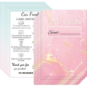Car Freshiess Insert Cards Freshies Scent Label 4"x6"Care Instruction Cardstock DIY Crafts Label Stickers for Freshies Car Business,Beads and Silicone Molds Supplies 50 Pcs