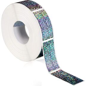 Leinuosen 1000 Pieces Scratch Off Sticker Round Silver Hologram Holographic Sticker Glitter Labels DIY Make Your Own Lottery Holographic Ticket Games (Glitter Colorful, 2 x 1 Inch Circle)