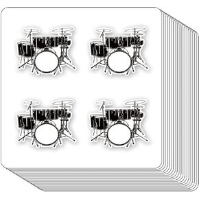 Drum Sets Stickers, 1 Inch Scrapbooking Arts Calendar Kids Crafting Labels 80-Pack