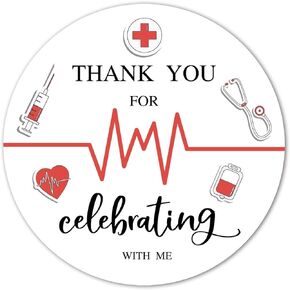 Nurse Thank You Stickers, 40-Pack 2" Nursing Medical Birthday Graduation Party Labels, Decorations