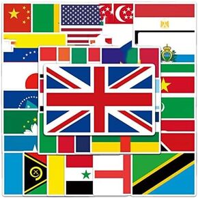 105 Pcs National Flag Stickers Vinyl World Flag Stickers Decal for Laptop Water Bottle Travel Case Skateboard Guitar Phone Cars,Colorful Trendy Waterproof Country Map Stickers for Kid Adults Teens