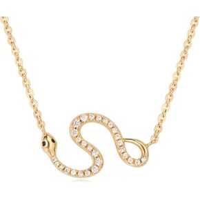Fettero Gold Necklace for Women Pendant Necklace 14K Gold Plated Snake Pendant Dainty Animal Necklace Charm Delicate Snake Necklace for Everyday Jewelry