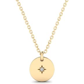 Diamond 14K Solid Gold North Star Coin Necklace for Women | 14K Real Gold North Star Pendant Necklace | Diamond Star Necklace | Women's 14K Gold Celestial Jewelry | Gifts for Birthday, 18"