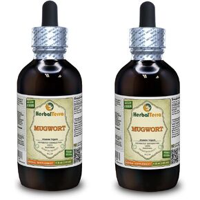 HerbalTerra Mugwort (Artemisia Vulgaris) Glycerite, Organic Dried Flowers Alcohol-Free Liquid Extract 2 oz