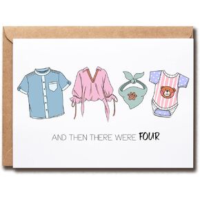 And Then There Were Four - New Baby Gift - New Mom Gift - Card For New Parents - Card For Baby Shower - Cute Memory Card - Family Card