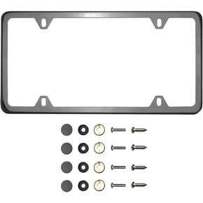 Four Hole Slim Version Black Smoke Titaninum Gun Metal Chrome License Plate Frame T304 Stainless Steel + Metal Screw Caps