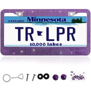 Generic Fashion Handmade Purple Bling Crystal License Plate Frame,Gift Rhinestone License Plate Holder Cover for Car/SUV/Truck(1 Frame),BSL-06