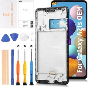 Original A21s OEM Screen LCD Display +Black Frame for Samsung Galaxy A21S A217F A217M 6.5" LCD Screen Display Replacement Touch Digitizer Assembly Kit