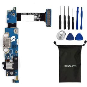 sunway Cell Phone Replacement Part for Samsung Galaxy S6 Edge G925I Charging Port Plug Flex Cable + Earphone Jack + Microphone + Sensor Flex Cable