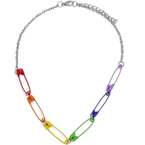 WLLAY Colorful Paperclip Safety Pin Choker Necklace for Women Girls