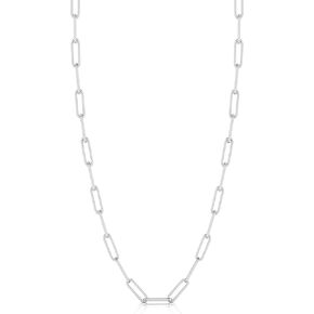 925 Sterling Silver Italian Design Long Link Paper Clip Chain Necklace for Women Girls Men & Boys - Length: 16+2 Inches