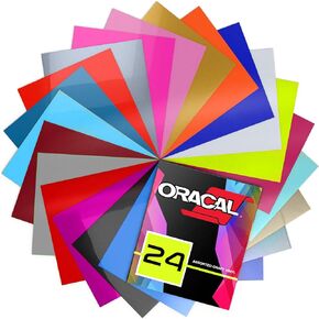 Oracal 651 Glossy Vinyl Multi-Roll Pack of Top Colors - 12 Inches x 12 Inches Sheets (24 Roll Pack)