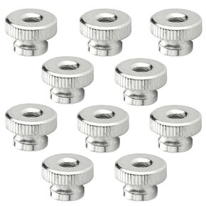 MroMax Knurled Thumb Nuts M4 Round Hand Grip Knobs Female Threaded Knurled Nuts with Collar 3D Printers Parts Silver 10pcs