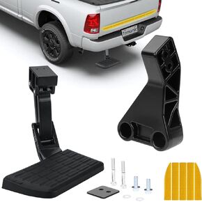 75306-01A Retractable Rear Bedstep Compatible with Ram 1500, Ram 2500/3500 (Excludes Dual Exhaust & EcoDiesel Models) 2009-2018, Pickup OEM Replacement Truck Tailgate Bumper Corner Foot Step