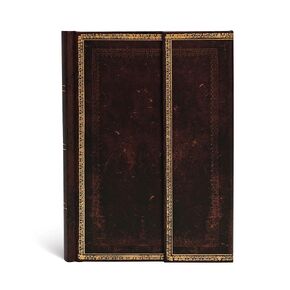 Paperblanks | Black Moroccan | Old Leather Collection | Hardcover | Midi | Lined | Wrap Closure | 144 Pg | 120 GSM